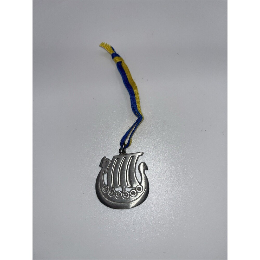 Artist Rune Tennesmed Scandinavian Viking Ship Pewter Pendant Ornament Swedish